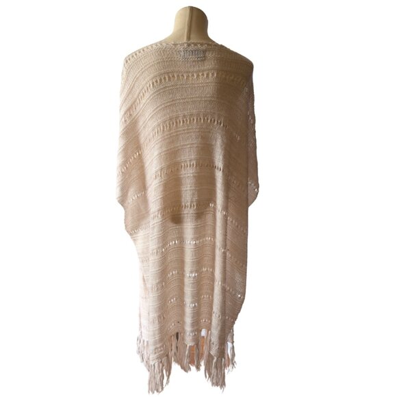 Free People Lightweight Blanket Wrap Boho Open Knit Tassel Shawl One Size - Picture 9 of 11
